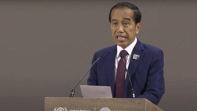 Presiden Jokowi: Ekspor UMKM Indonesia Masih Kalah dari Singapura dan Thailand. (CNNIndonesia.com/YouTube COP28).