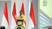 Menteri ESDM Sekaligus Ketua Umum Partai Golongan Karya (Golkar) Bahlil Lahadalia Saat Berpidato Dalam Acara Rakernas Partai Golkar